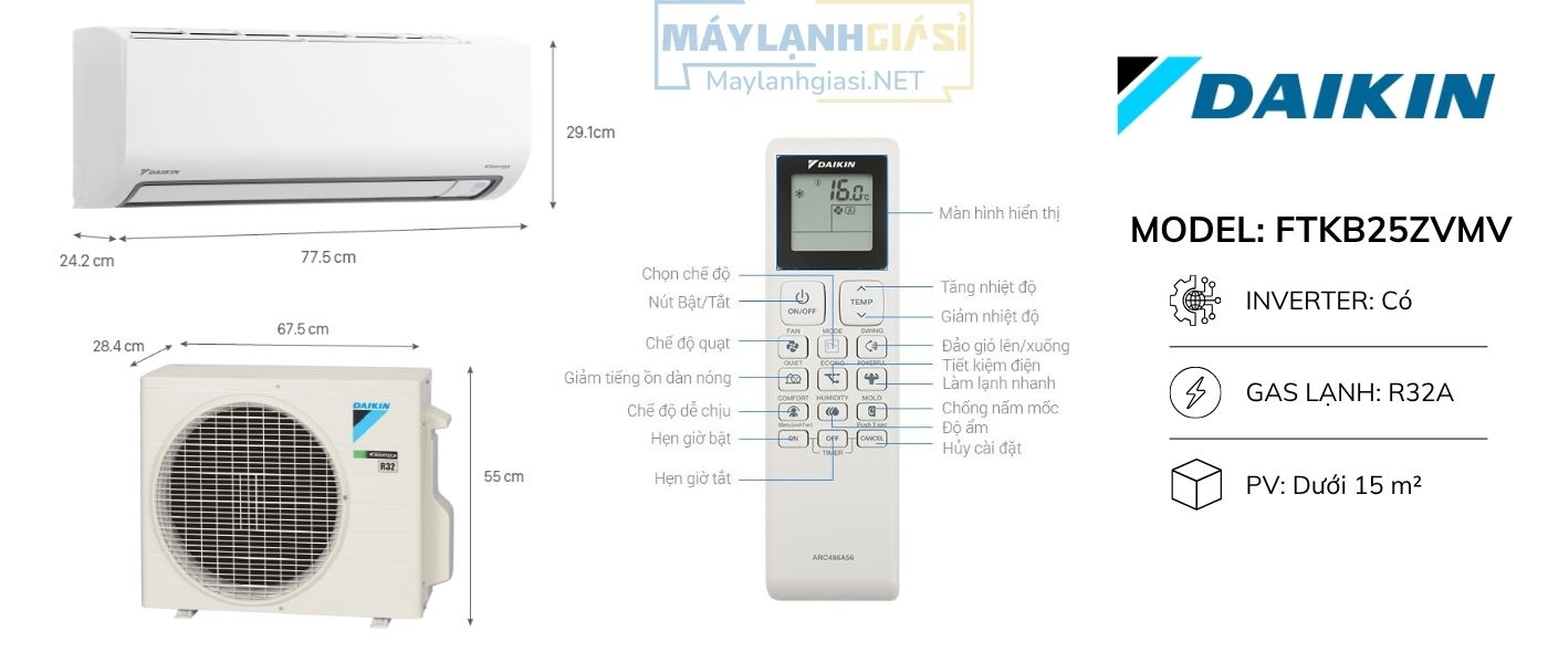 Máy lạnh Daikin Inverter FTKB25ZVMV 1HP